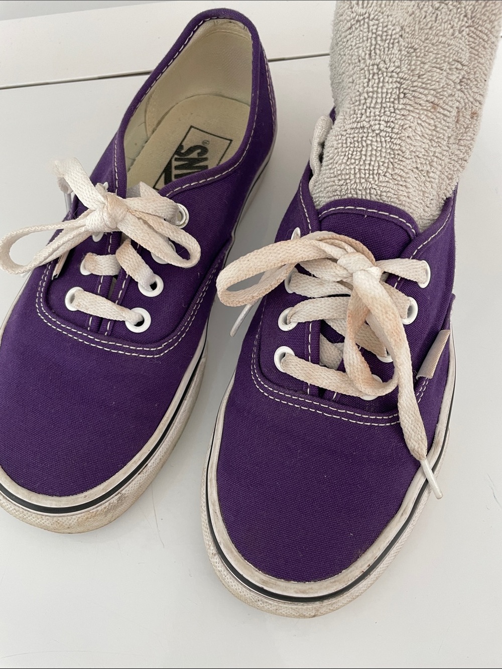 Vans Purple Low-Top Canvas Sneakers with White Laces